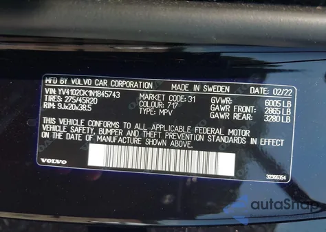 2022 Volvo Xc90 T5 Momentum 7 Passenger из США, поврежденный, VIN YV4102CK1N1845743